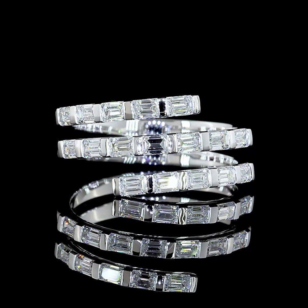 14K White Gold East-West Eternity Band with Half Bezel Set Emerald Cut Lab Diamonds - 0.96 Carats Total Diamond Weight - Covaloro Fine Jewelry