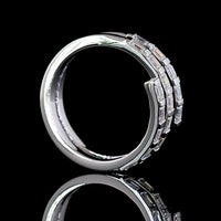 14K White Gold East-West Eternity Band with Half Bezel Set Emerald Cut Lab Diamonds - 0.96 Carats Total Diamond Weight - Covaloro Fine Jewelry