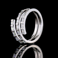 14K White Gold East-West Eternity Band with Half Bezel Set Emerald Cut Lab Diamonds - 0.96 Carats Total Diamond Weight - Covaloro Fine Jewelry
