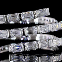 14K White Gold East-West Eternity Band with Half-Bezel Set Emerald Cut Lab Diamonds - 1.14 Carats Total Diamond Weight - Covaloro Fine Jewelry