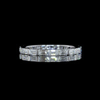 14K White Gold East-West Eternity Band with Half Bezel Set Emerald Cut Natural Diamonds - 1.18 Carat Total Diamond Weight - Covaloro Fine Jewelry