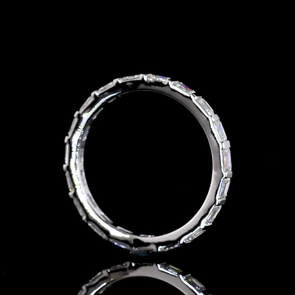 14K White Gold East-West Eternity Band with Half Bezel Set Emerald Cut Natural Diamonds - 1.18 Carat Total Diamond Weight - Covaloro Fine Jewelry