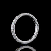 14K White Gold East-West Eternity Band with Half Bezel Set Emerald Cut Natural Diamonds - 1.18 Carat Total Diamond Weight - Covaloro Fine Jewelry