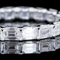 14K White Gold East-West Eternity Band with Prong Set Emerald Cut Lab Diamonds - 2.90 Carat Total Weight - Covaloro Fine Jewelry