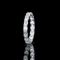 14K White Gold East-West Eternity Band with Prong Set Emerald Cut Lab Diamonds - 2.90 Carat Total Weight - Covaloro Fine Jewelry