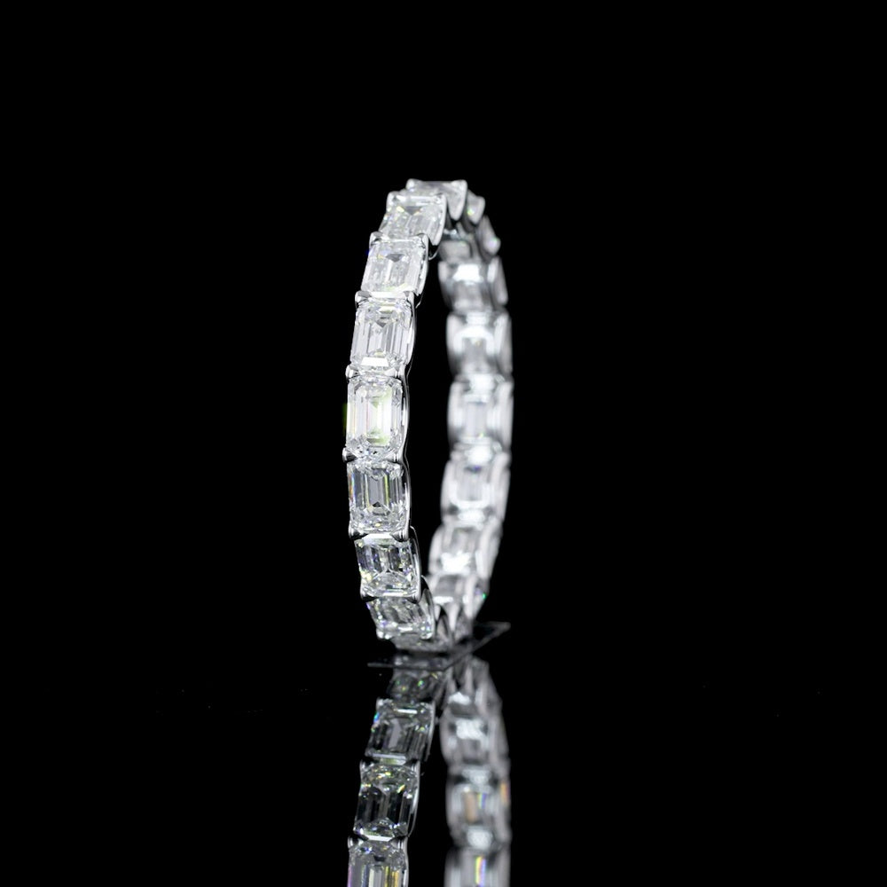 14K White Gold East-West Eternity Band with Prong Set Emerald Cut Lab Diamonds - 2.90 Carat Total Weight - Covaloro Fine Jewelry