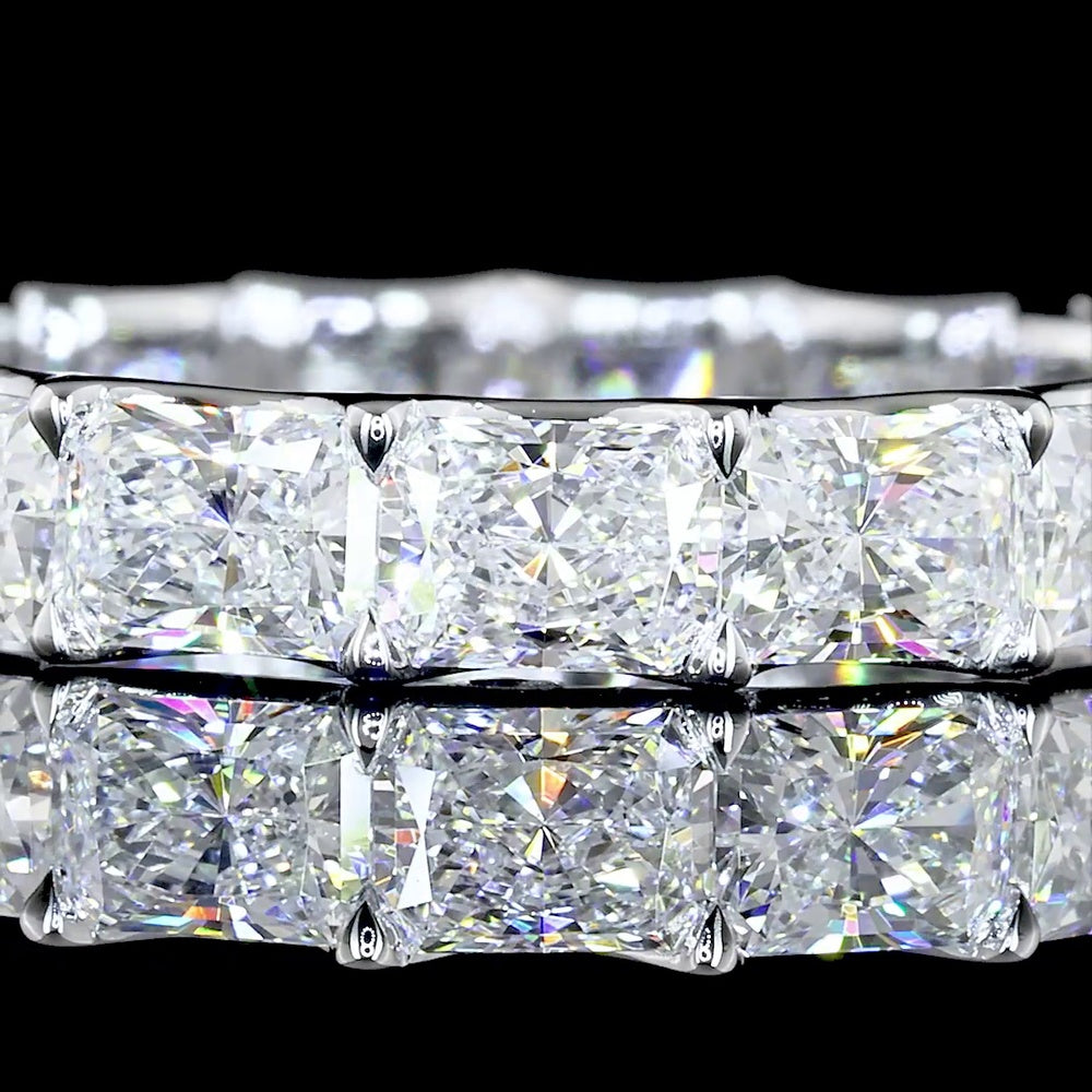 14K White Gold East-West Eternity Band with U-Prong Set Radiant Cut Lab Diamonds - 3.01 Total Carat Weight - Covaloro Fine Jewelry