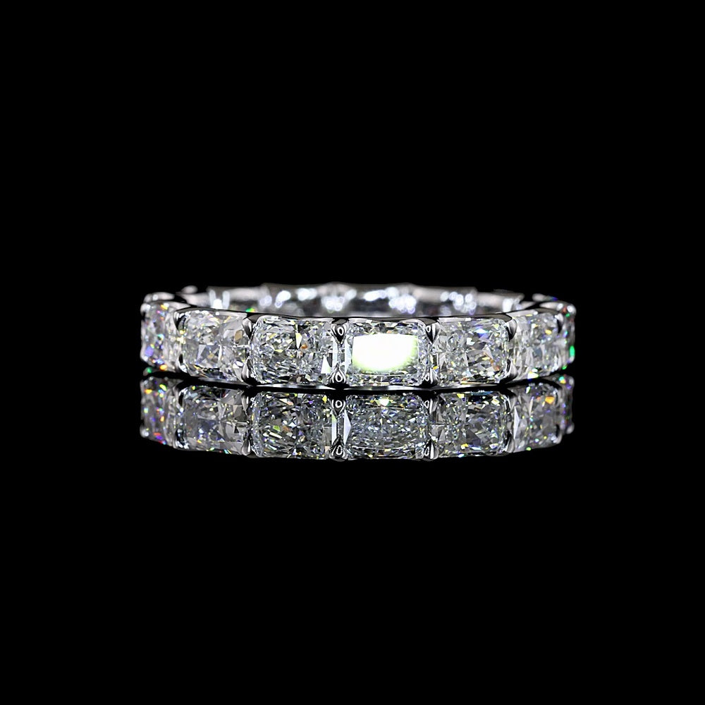 14K White Gold East-West Eternity Band with U-Prong Set Radiant Cut Lab Diamonds - 3.20 Carats Total Diamond Weight - Covaloro Fine Jewelry