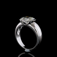 14K White Gold East-West Half Bezel Cushion Brilliant Cut Lab Diamond Solitaire Ring - 3.29 Carat Total Diamond Weight - Covaloro Fine Jewelry