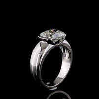 14K White Gold East-West Half Bezel Cushion Brilliant Cut Lab Diamond Solitaire Ring - 3.29 Carat Total Diamond Weight - Covaloro Fine Jewelry