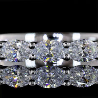 14K White Gold East-West Half Eternity Band with 9 Oval Cut Lab Diamonds - 0.84 Carat Total Weight - Covaloro Fine Jewelry