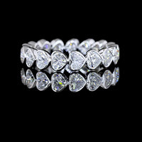 14K White Gold East-West Heart Shape Eternity Band with Bezel Set Lab Diamonds - 2.42 Carats Total Diamond Weight - Covaloro Fine Jewelry