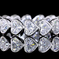 14K White Gold East-West Heart Shape Eternity Band with Bezel Set Lab Diamonds - 2.42 Carats Total Diamond Weight - Covaloro Fine Jewelry