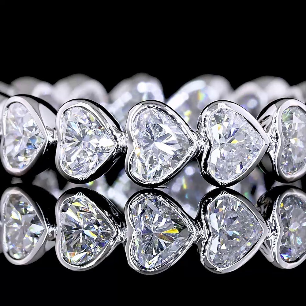 14K White Gold East-West Heart Shape Eternity Band with Bezel Set Lab Diamonds - 2.42 Carats Total Diamond Weight - Covaloro Fine Jewelry