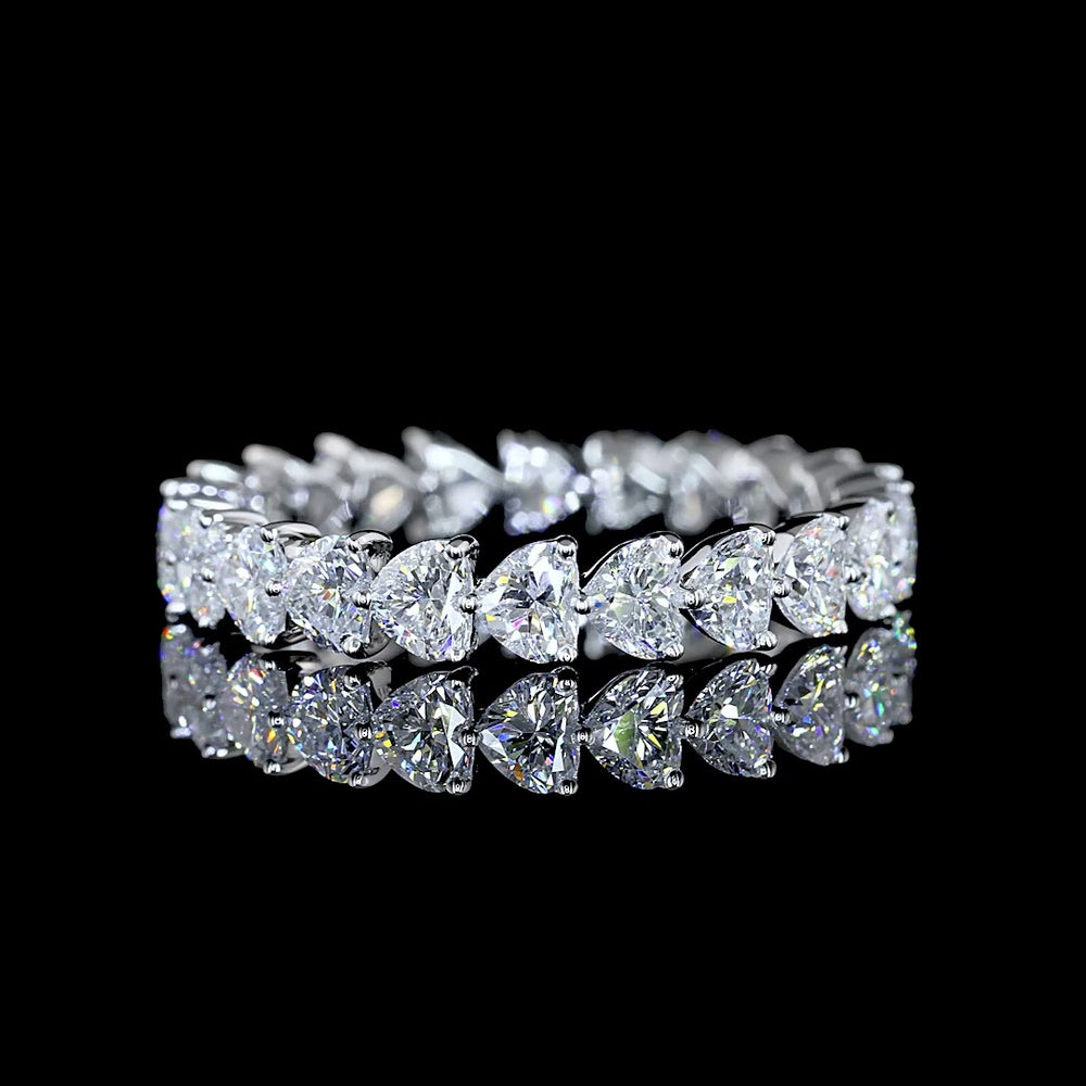 14K White Gold East-West Heart Shaped Diamond Eternity Band with 22 Lab Grown Stones - 2.31 Carats Total Diamond Weight - Covaloro Fine Jewelry