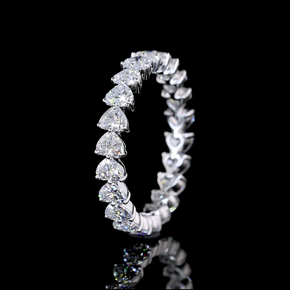 14K White Gold East-West Heart Shaped Diamond Eternity Band with 22 Lab Grown Stones - 2.31 Carats Total Diamond Weight - Covaloro Fine Jewelry