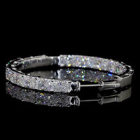 14K White Gold East-West Large Hoop Earrings with Prong Set Radiant Cut Lab Diamonds - 12.29 Carat Total Weight - Covaloro Fine Jewelry