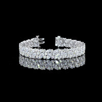 14K White Gold East-West Marquise and Round Diamond Tennis Bracelet - 19.76 Carat Total Weight Lab Grown Diamonds - Covaloro Fine Jewelry