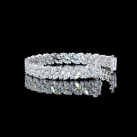 14K White Gold East-West Marquise and Round Diamond Tennis Bracelet - 19.76 Carat Total Weight Lab Grown Diamonds - Covaloro Fine Jewelry