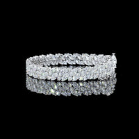 14K White Gold East-West Marquise and Round Diamond Tennis Bracelet - 19.76 Carat Total Weight Lab Grown Diamonds - Covaloro Fine Jewelry