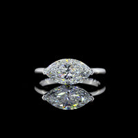 14K White Gold East-West Marquise Cut Lab Diamond Solitaire Ring - 2.05 Carat, E VVS1 IGI Certified - Covaloro Fine Jewelry