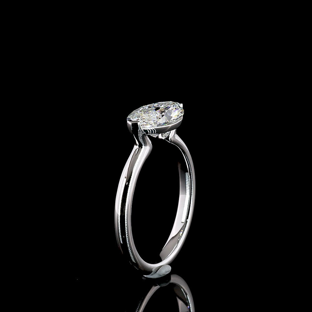 14K White Gold East-West Marquise Cut Lab Diamond Solitaire Ring - 2.05 Carat, E VVS1 IGI Certified - Covaloro Fine Jewelry
