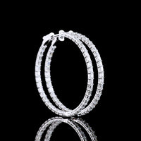 14K White Gold East-West Medium Hoop Earrings with Emerald Cut Lab Diamonds - 3.31 Carat Total Weight - Covaloro Fine Jewelry