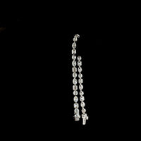 14K White Gold East-West Mixed Shape Tennis Bracelet with Bezel Set Emerald, Marquise, and Oval Lab Diamonds - 5.22 Carats Total Diamond Weight - Covaloro Fine Jewelry