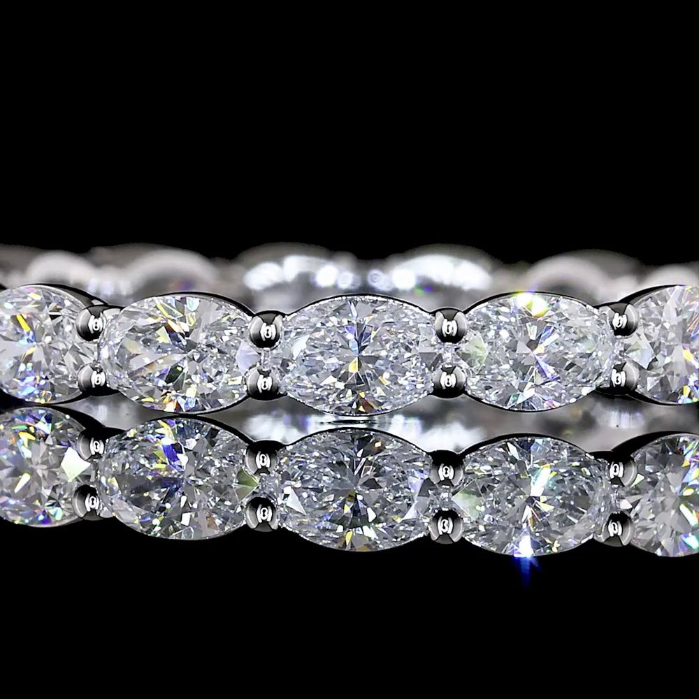 14K White Gold East-West Oval Cut Lab Diamond Eternity Band - 1.38 Carat Total Weight, 17 Stones, E-F VS1 - Covaloro Fine Jewelry