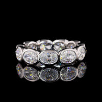 14K White Gold East-West Oval Cut Lab Diamond Eternity Band - 11 Bezel Set Stones, 4.02 Carat Total Weight, E-F VS1 Clarity - Covaloro Fine Jewelry