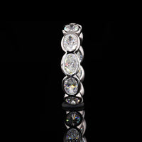 14K White Gold East-West Oval Cut Lab Diamond Eternity Band - 11 Bezel Set Stones, 4.02 Carat Total Weight, E-F VS1 Clarity - Covaloro Fine Jewelry