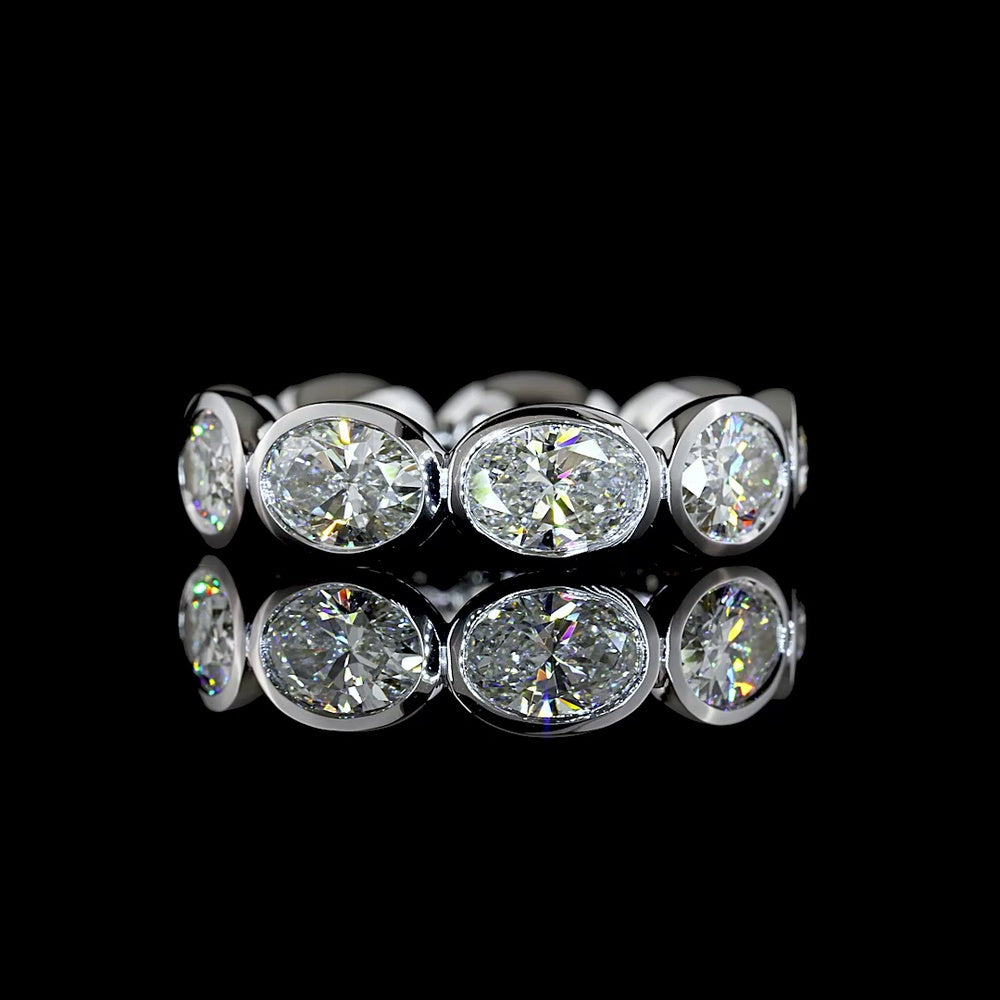 14K White Gold East-West Oval Cut Lab Diamond Eternity Band - 4.68 Carat Total Weight - Covaloro Fine Jewelry
