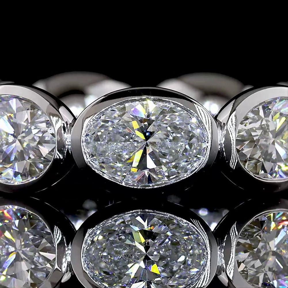 14K White Gold East-West Oval Cut Lab Diamond Eternity Band - 4.68 Carat Total Weight - Covaloro Fine Jewelry