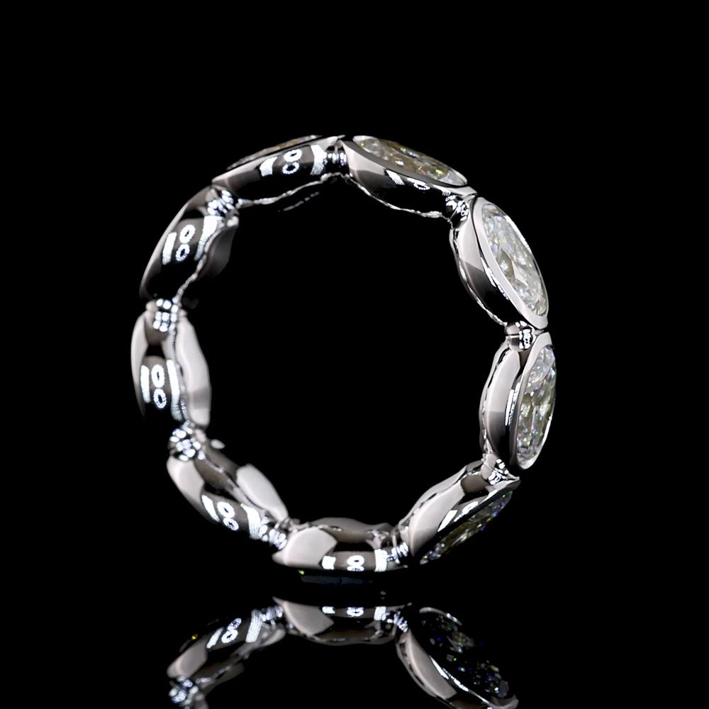 14K White Gold East-West Oval Cut Lab Diamond Eternity Band - 4.68 Carat Total Weight - Covaloro Fine Jewelry