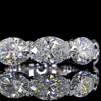 14K White Gold East-West Oval Cut Lab Diamond Five Stone Eternity Band - 5.07 Carat Total Diamond Weight - Covaloro Fine Jewelry