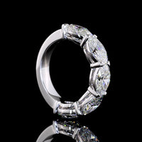 14K White Gold East-West Oval Cut Lab Diamond Five Stone Eternity Band - 5.07 Carat Total Diamond Weight - Covaloro Fine Jewelry