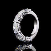 14K White Gold East-West Oval Cut Lab Diamond Five Stone Eternity Band - 5.07 Carat Total Diamond Weight - Covaloro Fine Jewelry
