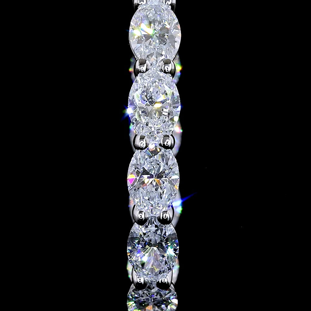 14K White Gold East-West Oval Cut Lab Diamond Hoop Earrings - 2.01 Carat Total Weight, E-F VS Clarity - Covaloro Fine Jewelry