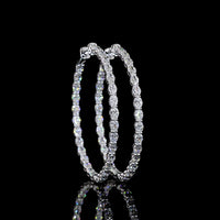 14K White Gold East-West Oval Cut Lab Diamond Hoop Earrings with Prong Setting - 3.87 Carats Total Diamond Weight - Covaloro Fine Jewelry