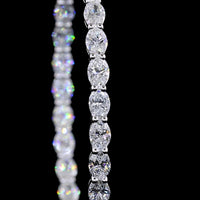 14K White Gold East-West Oval Cut Lab Diamond Hoop Earrings with Prong Setting - 3.87 Carats Total Diamond Weight - Covaloro Fine Jewelry