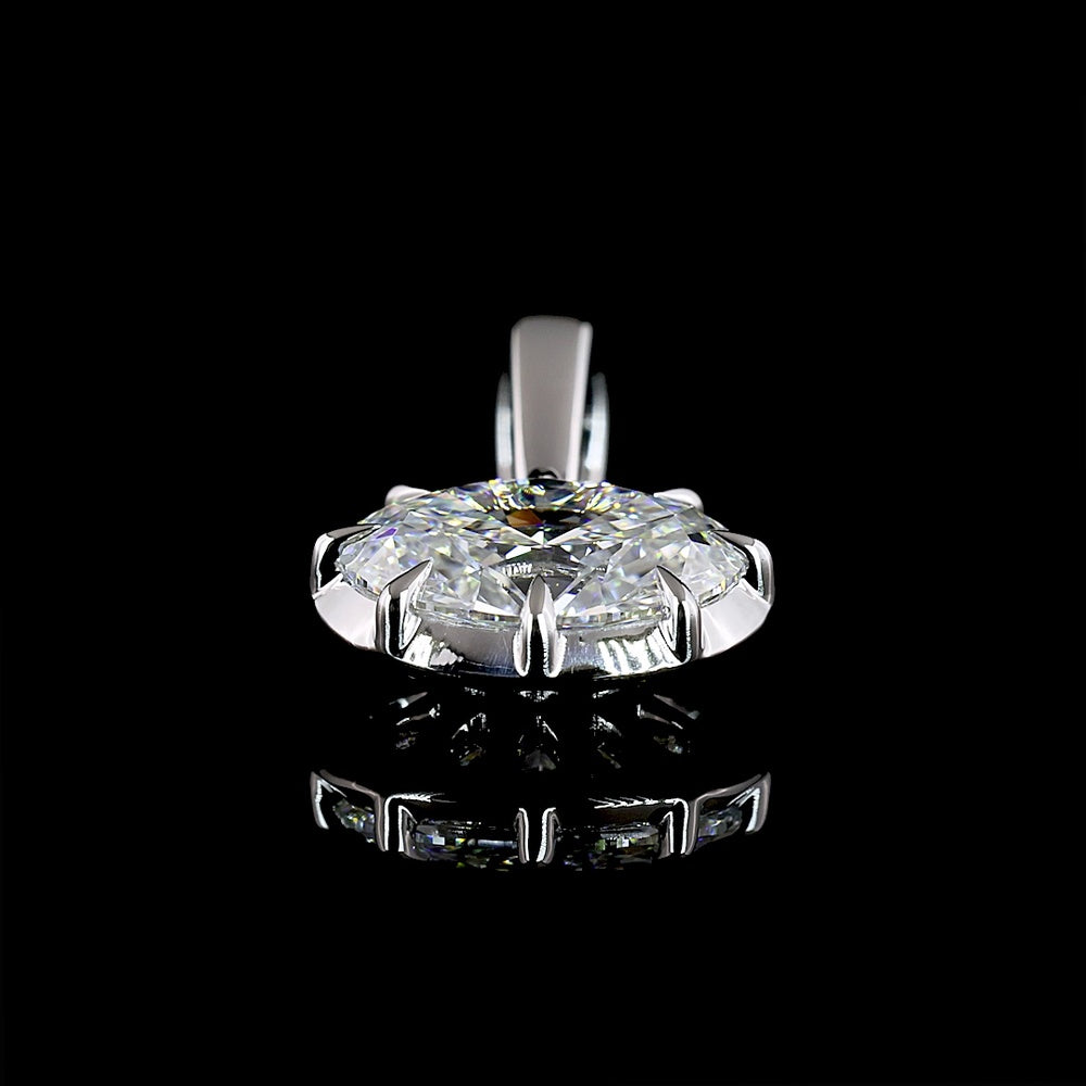 14K White Gold East-West Oval Cut Lab Diamond Solitaire Pendant - 1.00 Carat D VS2 GIA Certified - Covaloro Fine Jewelry