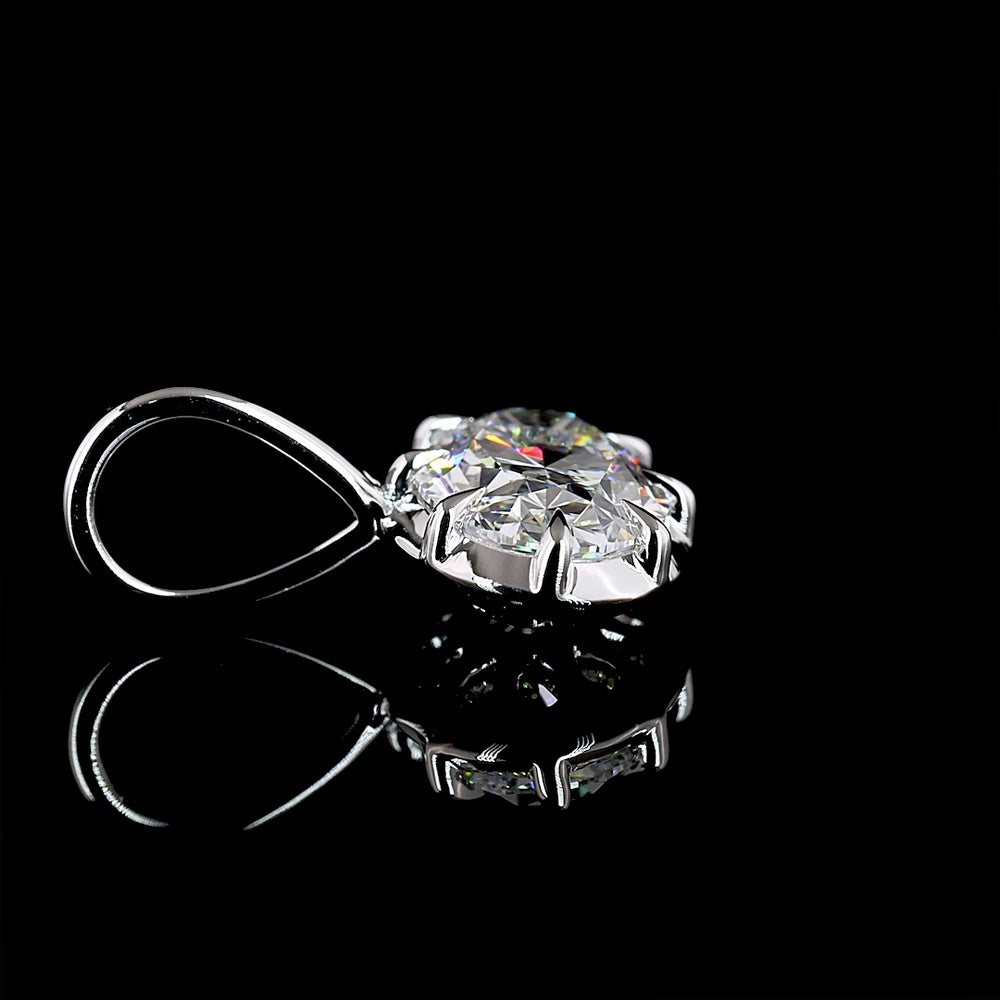 14K White Gold East-West Oval Cut Lab Diamond Solitaire Pendant - 1.00 Carat D VS2 GIA Certified - Covaloro Fine Jewelry