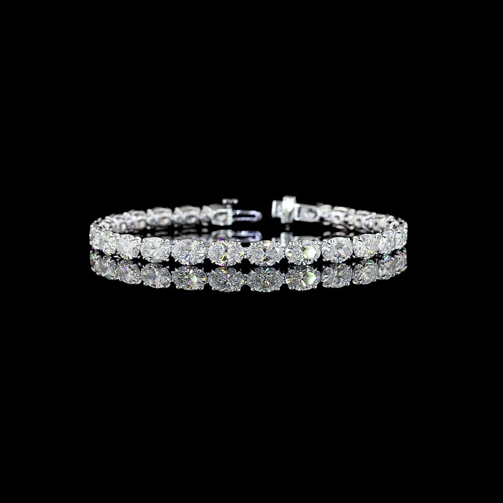 14K White Gold East-West Oval Cut Lab Diamond Tennis Bracelet - 15.63 Total Carat Weight, 26 Stones - Covaloro Fine Jewelry