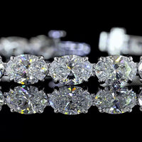 14K White Gold East-West Oval Cut Lab Diamond Tennis Bracelet - 15.63 Total Carat Weight, 26 Stones - Covaloro Fine Jewelry