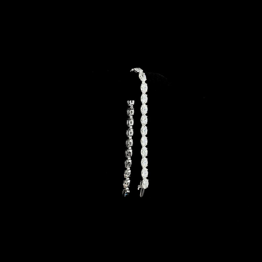 14K White Gold East-West Oval Cut Lab Diamond Tennis Bracelet - 15.63 Total Carat Weight, 26 Stones - Covaloro Fine Jewelry