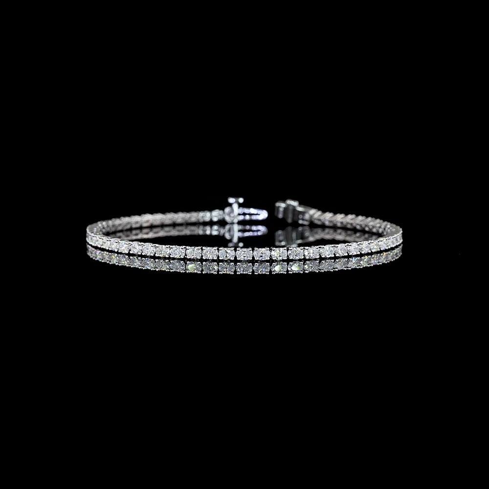 14K White Gold East-West Oval Cut Lab Diamond Tennis Bracelet - 3.01 Carat Total Weight - E-F Color VS Clarity - Covaloro Fine Jewelry