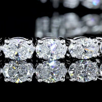 14K White Gold East-West Oval Cut Lab Diamond Tennis Bracelet - 5.18 Carat Total Weight, 43 Stones, E-F VS Quality - Covaloro Fine Jewelry