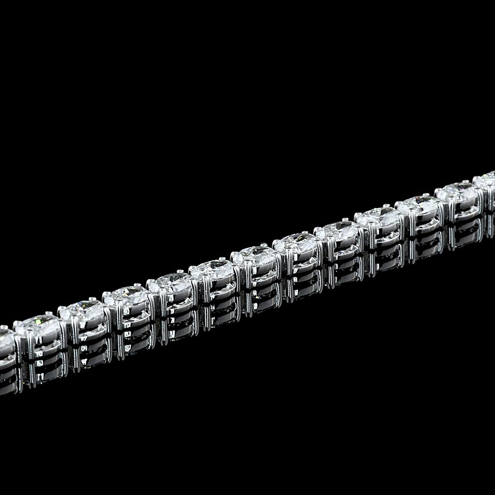 14K White Gold East-West Oval Cut Lab Diamond Tennis Bracelet - 5.18 Carat Total Weight, 43 Stones, E-F VS Quality - Covaloro Fine Jewelry