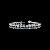 14K White Gold East-West Oval Cut Lab Diamond Tennis Bracelet with Bezel Setting - 4.08 Carat Total Diamond Weight (E-F Color, VS Clarity) - Covaloro Fine Jewelry