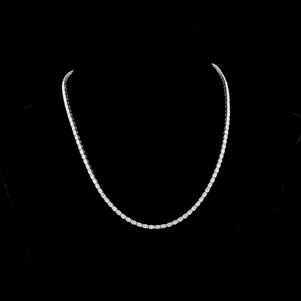 14K White Gold East-West Oval Cut Lab Diamond Tennis Necklace - 9.89 Total Carat Weight, 114 Stones, E-F Color VS1 Clarity - Covaloro Fine Jewelry